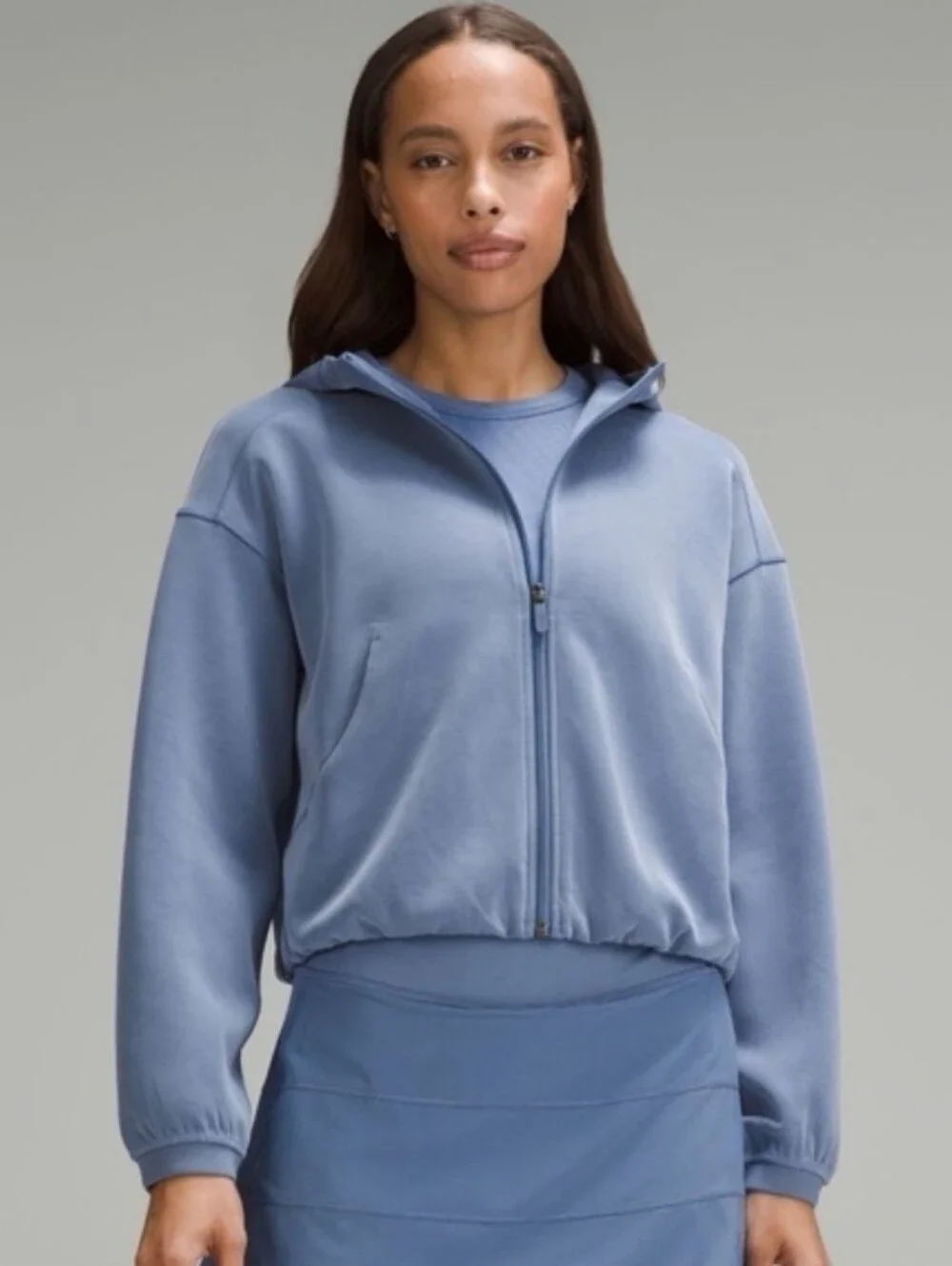 Lululemon Softstreme Full-Zip Hoodie Oasis Blue Hooded Sweatshirt Size 8